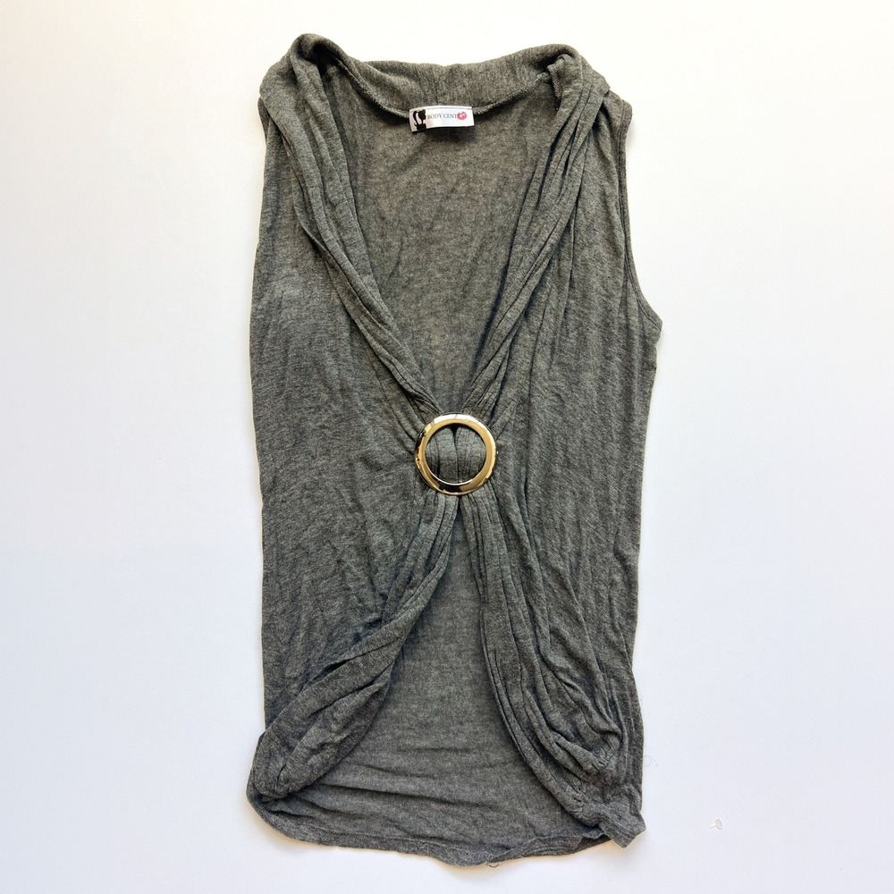 Y2K Body Central Gray Halter Cinched Top